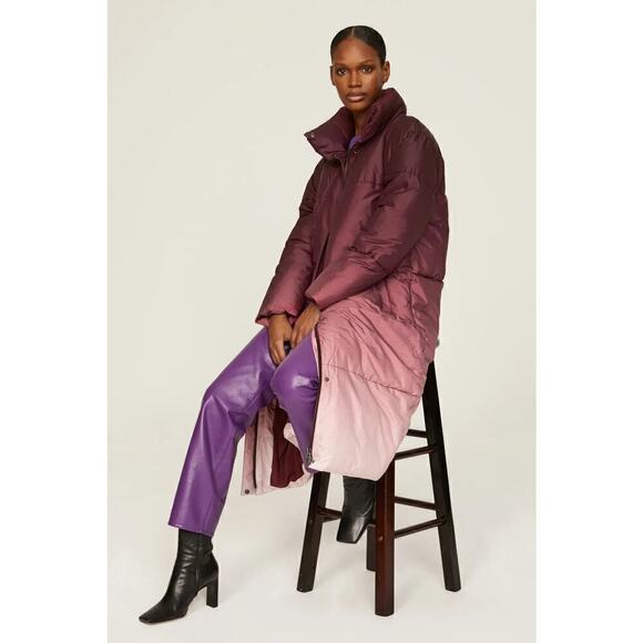 Busayo Collective Ombre Parka Jacket Quilted Puffer Coat Winter Red Small - Picture 1 of 10